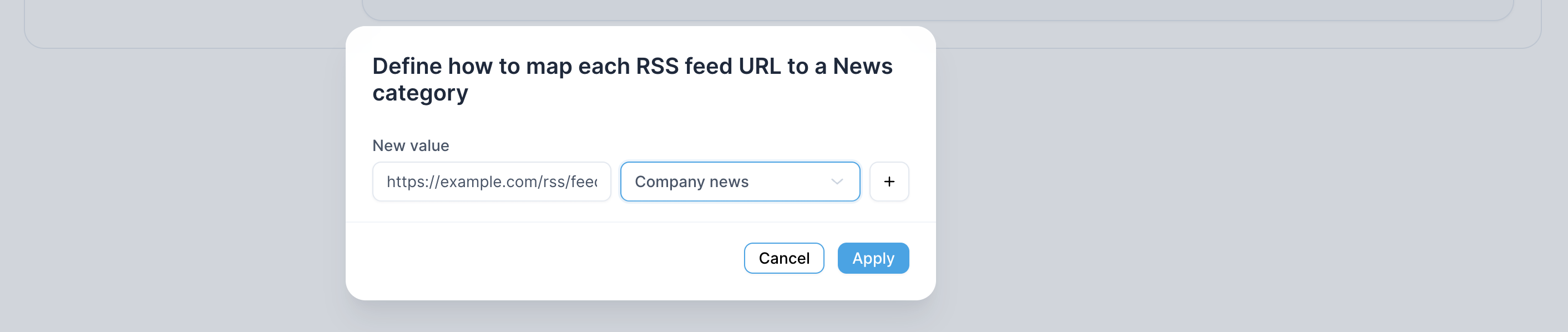 RSS News plugin feed URL and category setup
